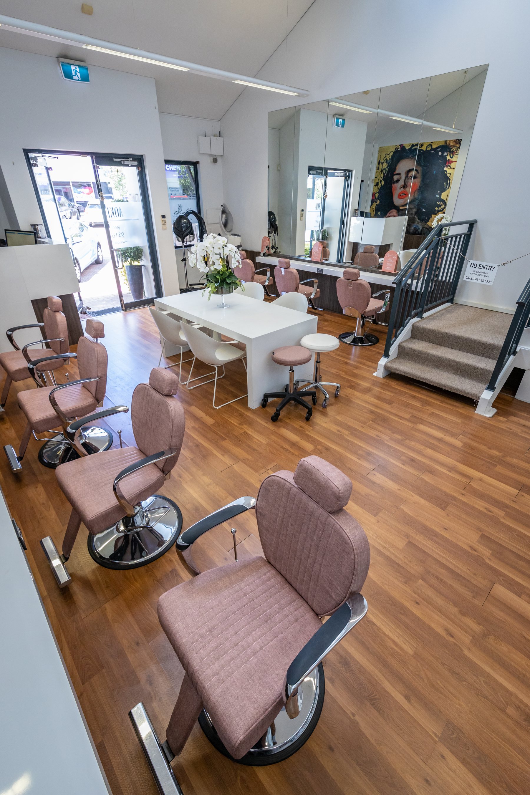 Inside the Aoki Hair salon, an Aveda concept salon in Mount Pleasant, Perth.