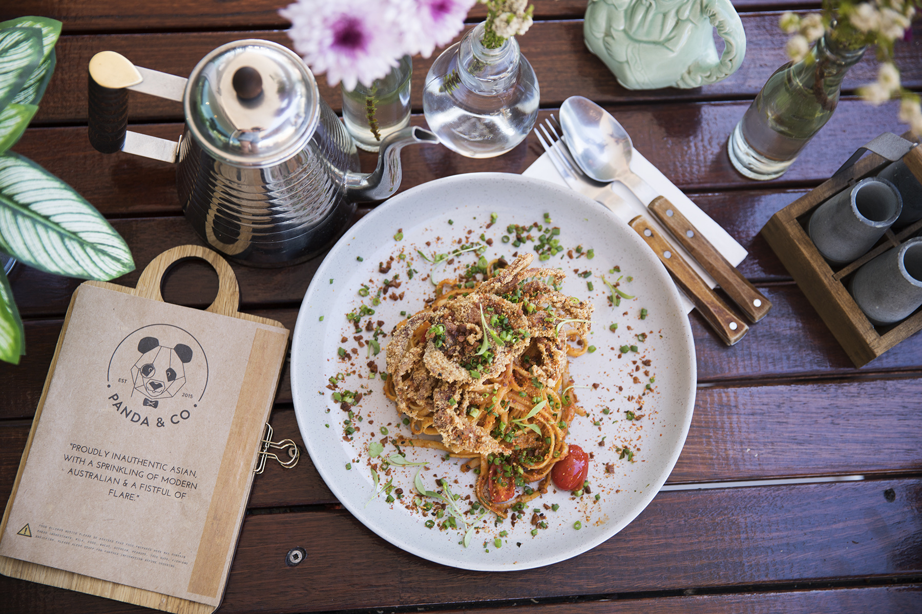 The hero line on pandaandco.com.au reading Proudly inauthentic Asian, with a sprinkling of modern Australian and a fistful of flare.