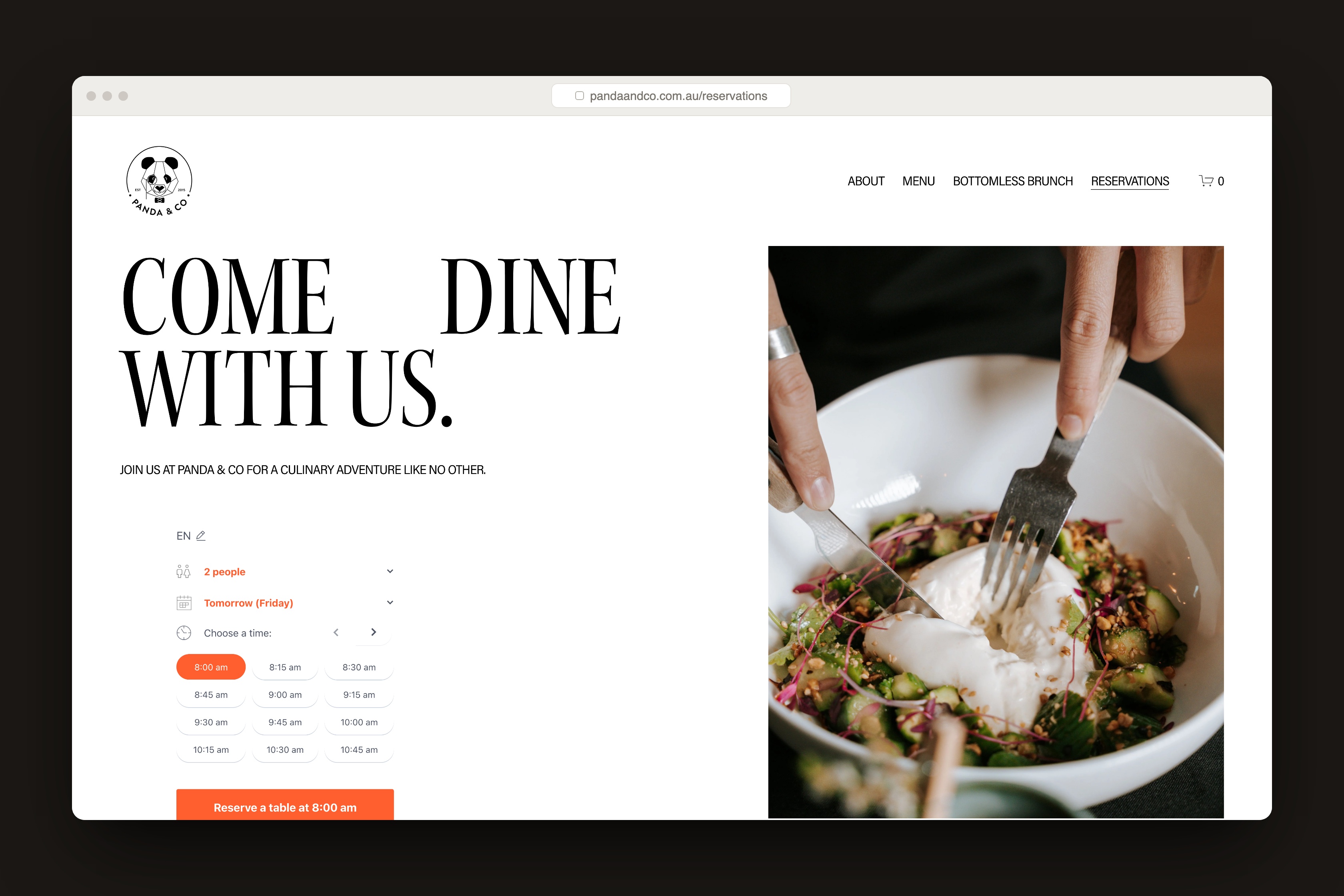 The Panda and Co Squarespace home page, operated by the founders since launch.